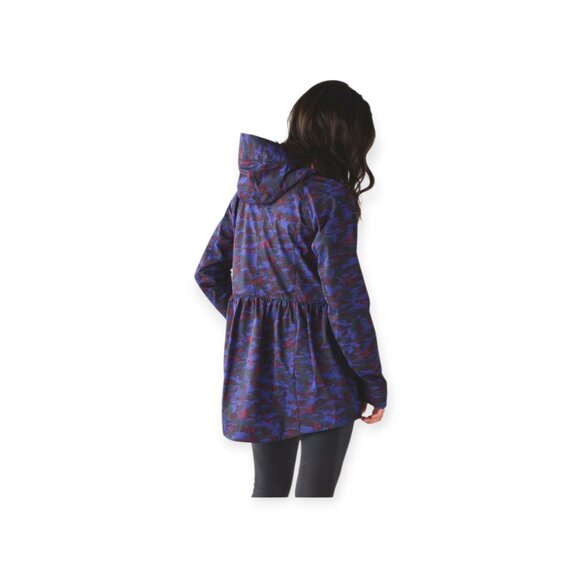 Lululemon Rain For Daze Jacket II Hounds Camo Emperor Blue Black - Picture 2 of 14
